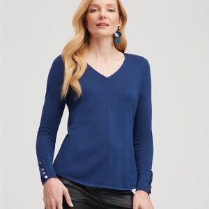 Chico's Spun Rayon V-neck Pullover Sweater Classic Size Large